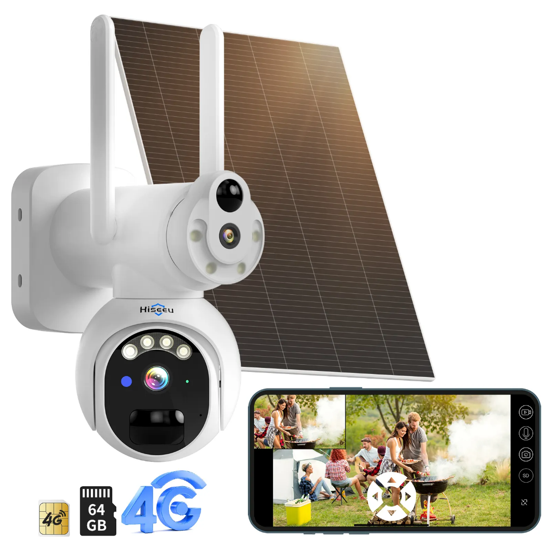 Caméra De Surveillance Solaire 4K 8MP Double Objectif - 4G/WiFi, Batterie 8000mAh, Détection PIR, Extérieure