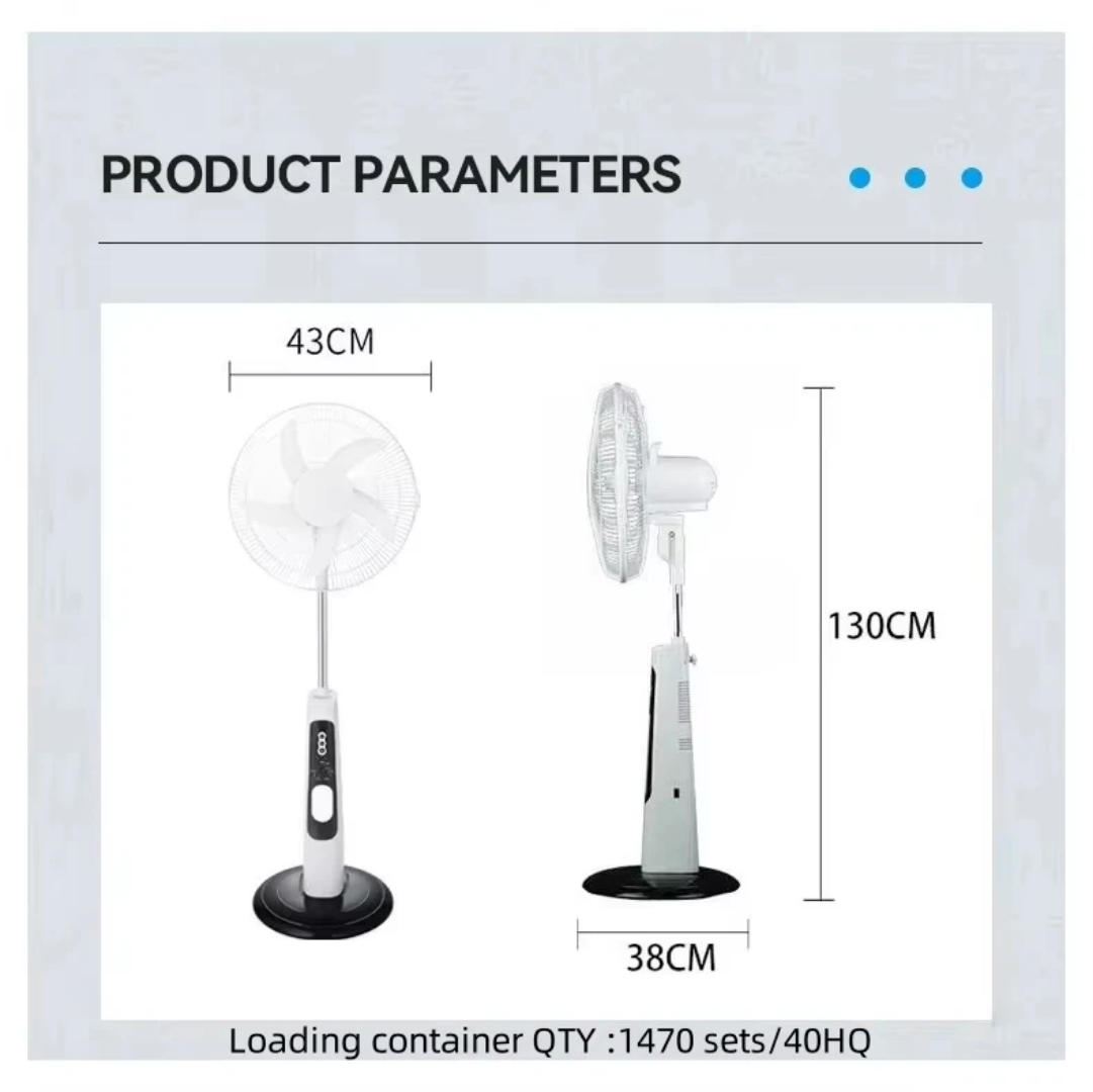 Ventilateur solaire rechargeable 9 Vitesses 18 pouces – Image 3
